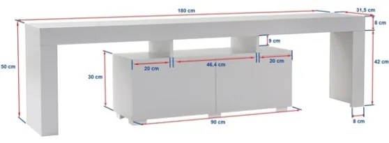 Mobile Porta TV Da Terra 180 Cm A 2 Ante Effetto Legno Dab