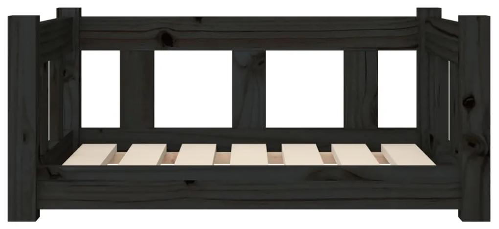 Cuccia per cani nera 65,5x50,5x28 cm in legno massello di pino