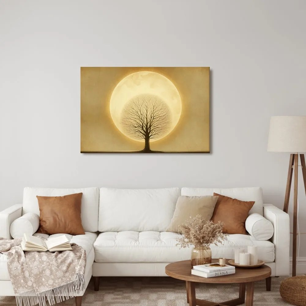 Quadro su tela – Albero della vita davanti alla luna