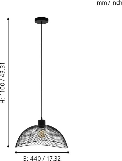Eglo 43304 - Lampadario a sospensione con filo POMPEYA 1xE27/60W/230V