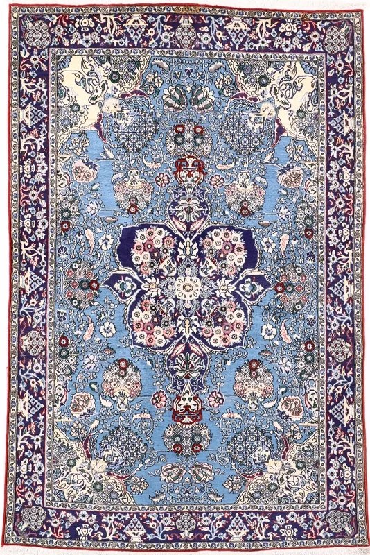 Ghom Tappeto persiano 220x140 Blu (Iran) Annodato A Mano