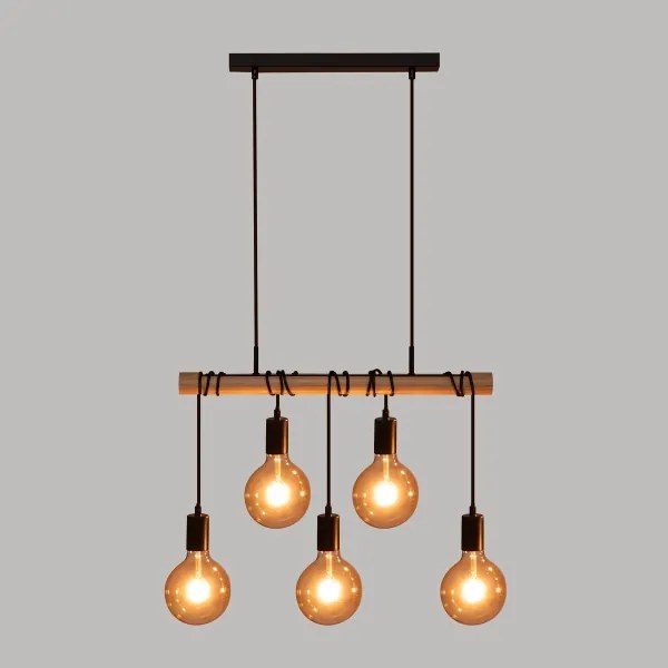 Atmosphera - Lampadario a sospensione con filo JAKE 5xE27/40W/230V pino