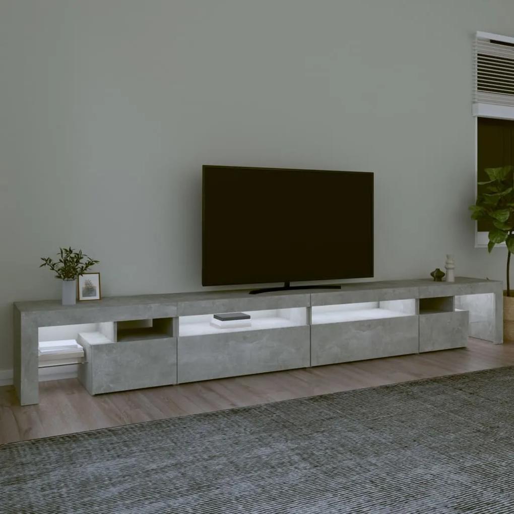 Mobile porta tv con luci led grigio cemento 290x36,5x40 cm
