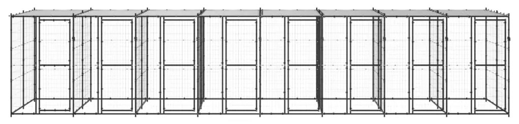 Gabbia per cani da esterno in acciaio con tetto 19,36 m²
