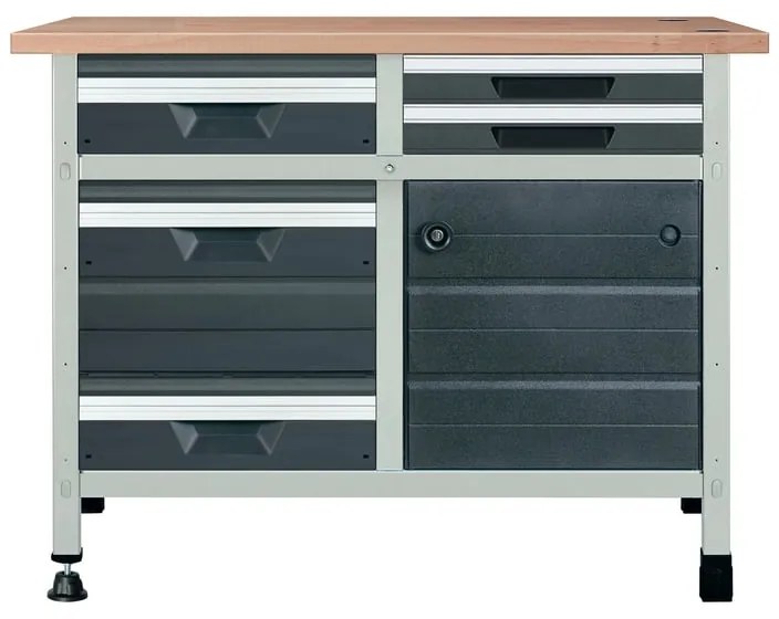Banco da lavoro fisso WOLFCRAFT  con 5 cassetti, L 113 x H 86 x P 65 cm Portata massima 600 kg