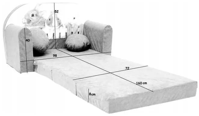 Divano letto grigio per bambini 98 x 170 cm Merry Hedgehog