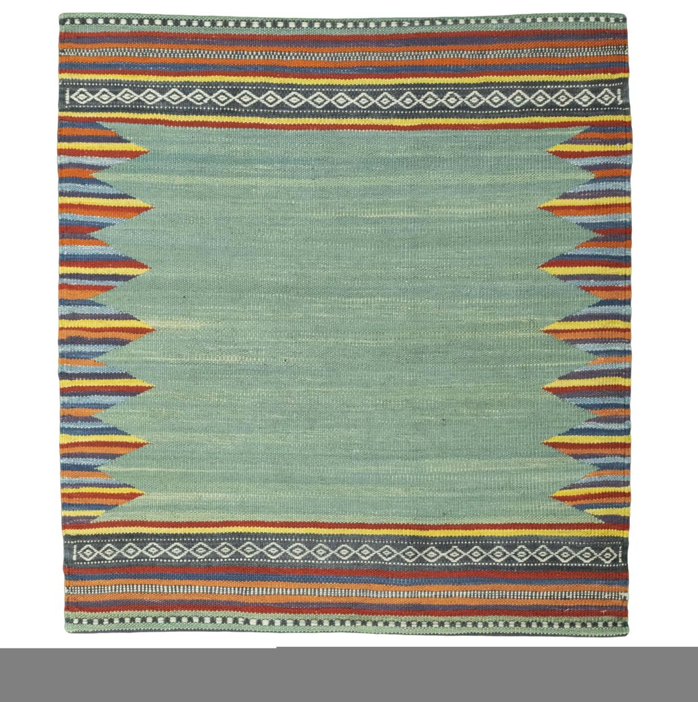 Kilim Tappeto 90 x 90 Verde (Iran) Tessuto A Mano
