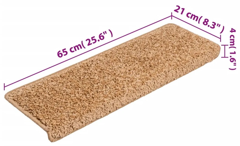 Tappetini per Scale 10 pz 65x21x4 cm Beige