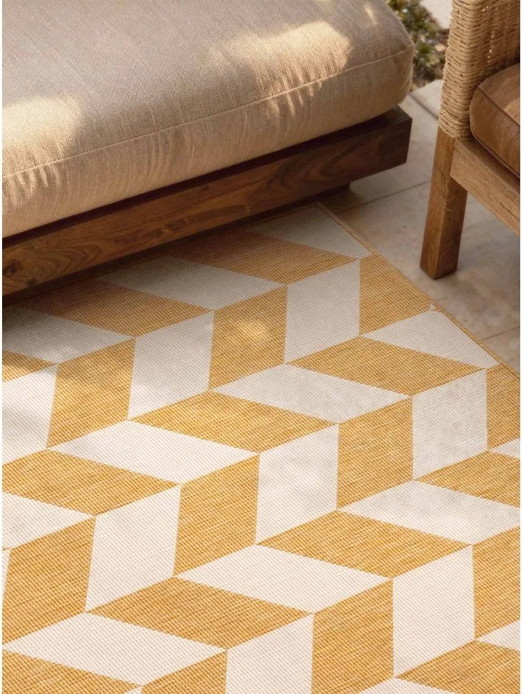 Tappeto da interno/esterno giallo ocra/color crema 120x170 cm Haringey Terrick – Ted Baker