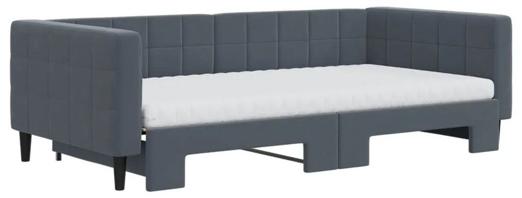 Divano letto estraibile materassi grigio scuro 100x200 velluto