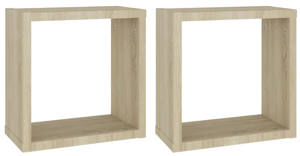 Mensole da parete a cubo 2 pz rovere sonoma 30x15x30 cm