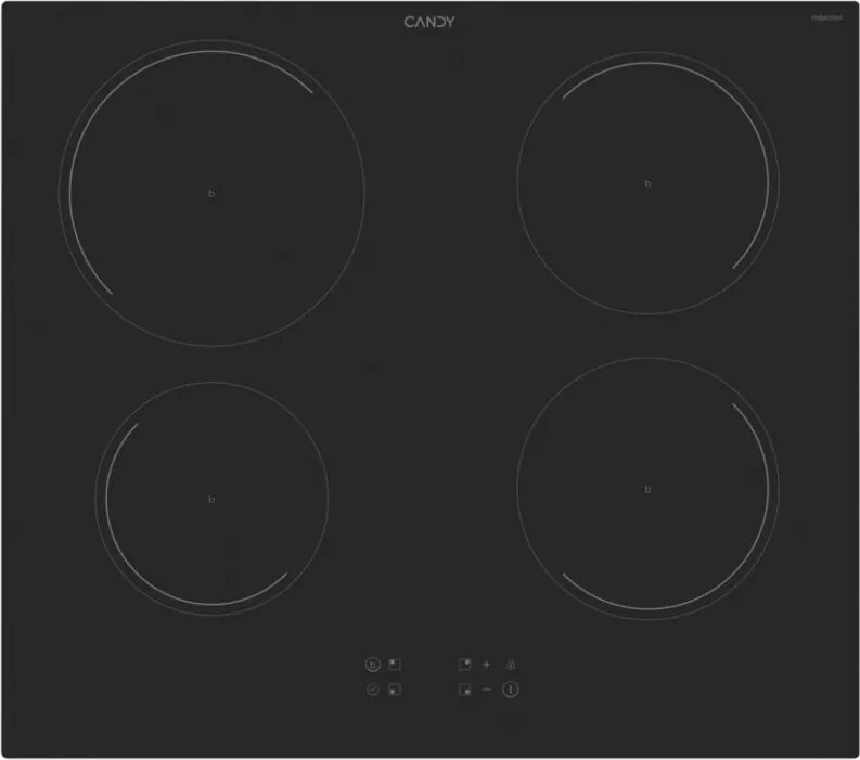Candy CI642C-E1 Idea - Piano cottura induzione, 59 cm, 4 zone, funzione Booster, Power Management, controlli touch, Nero