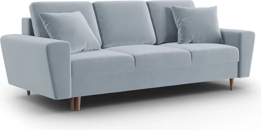 Divano azzurro allungabile e con contenitore con rivestimento in velluto 235 cm Kyoto – Cosmopolitan Design