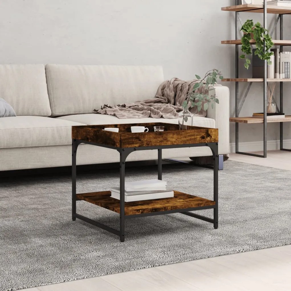 Tavolino Salotto Rovere Fumo 49,5x49,5x45 Cm Legno Multistrato /
