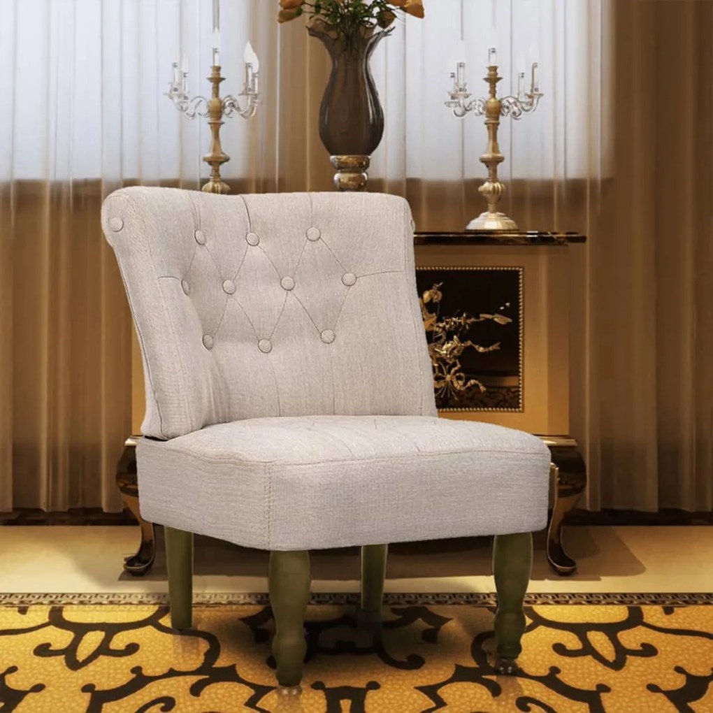 Sedia Francese İn Tessuto Crema /