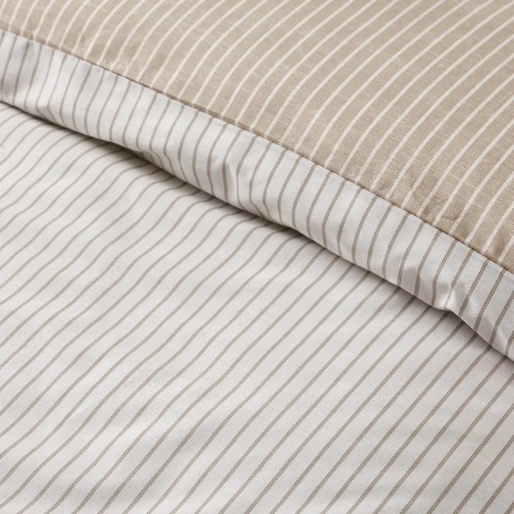 Set copripiumino e federa bianco e beige per letto singolo 135x200 cm Oxford Pinstripe – Catherine Lansfield