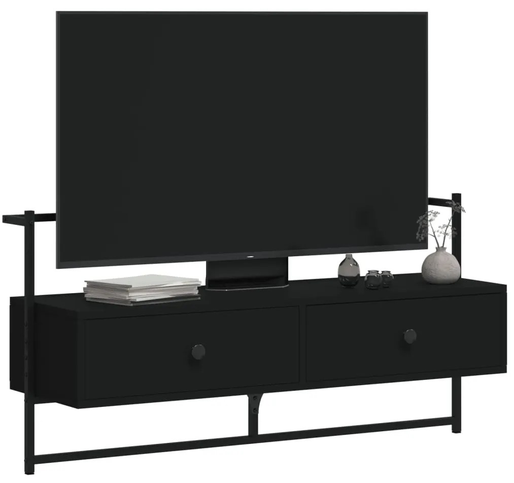 Mobile tv a muro nero 100,5x30x51 cm in legno multistrato