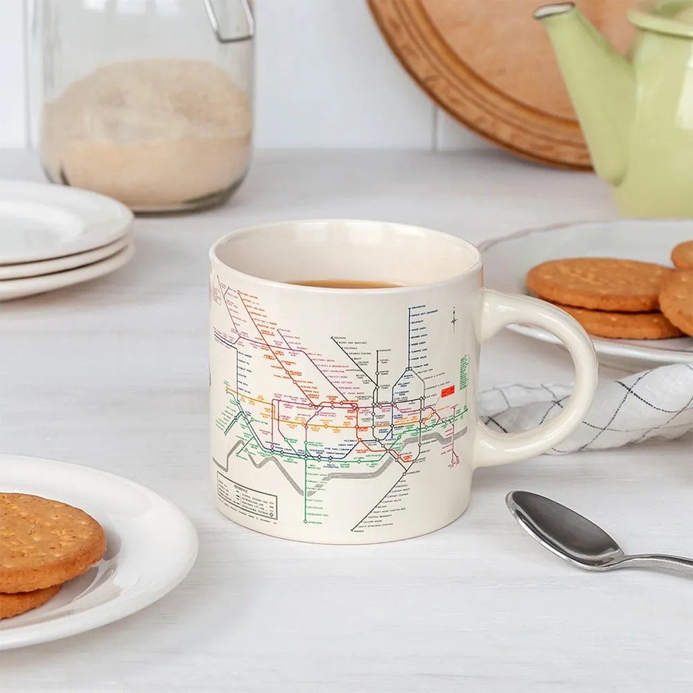 Tazza in ceramica beige da 350 ml Heritage Tube Map - Rex London