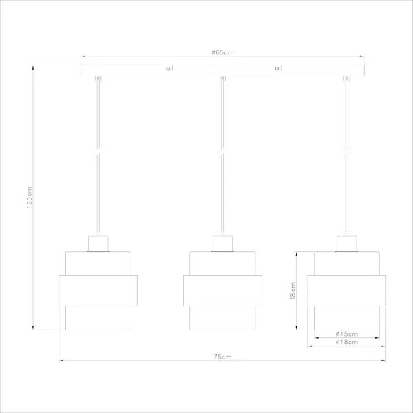 Lampadario a sospensione con cavo VALENTINO 3xE27/15W/230V beige/trasparente