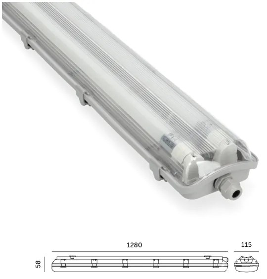 Brilagi -Lampada fluorescente tecnica LED OPTIMA T8 2xG13/18W/230V 4000K IP65 128 cm