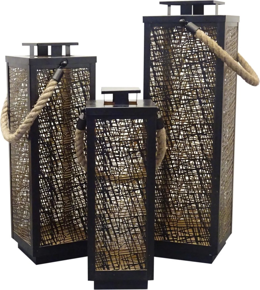 MIDORI - set di 3 lanterne in acciaio