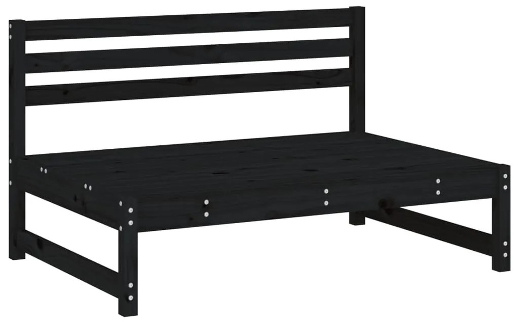 Set salotto da giardino 2 pz nero in legno massello di pino