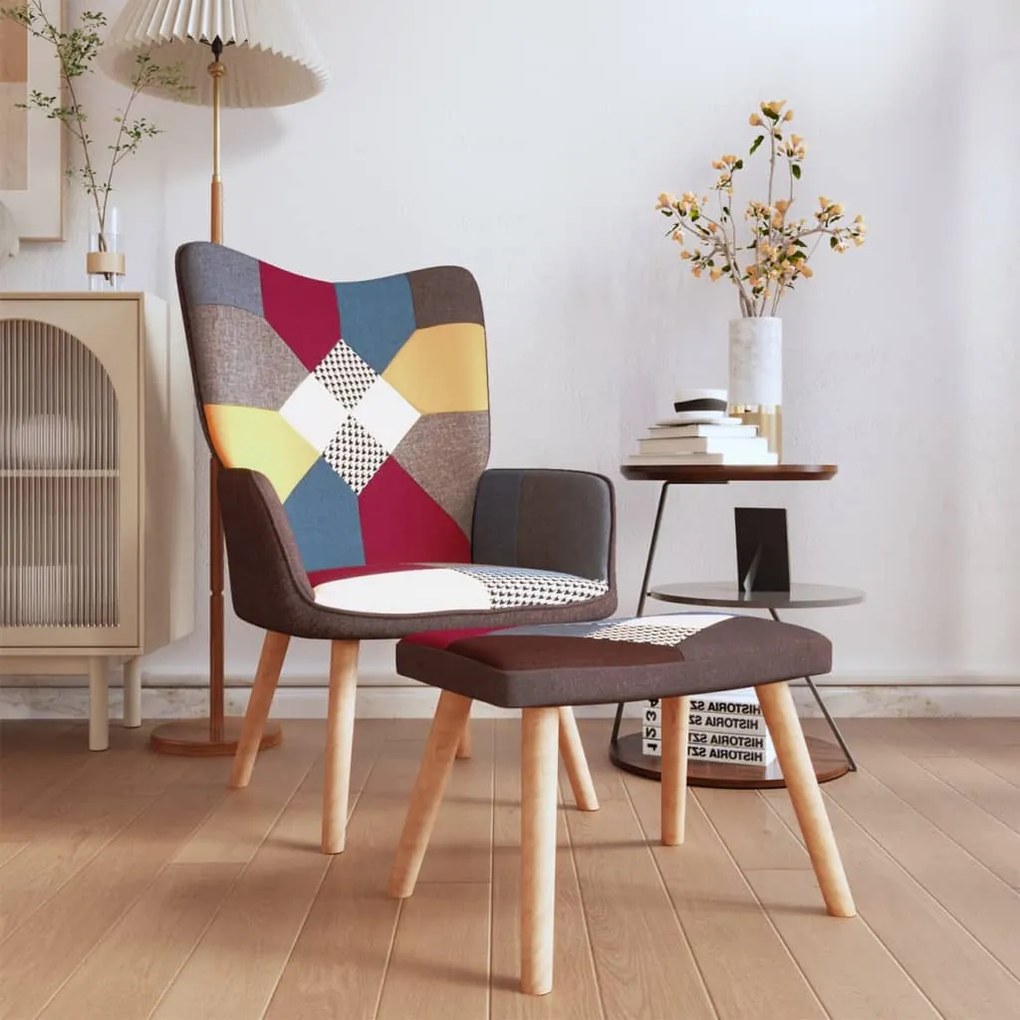 Poltrona Relax Con Poggiapiedi İn Tessuto Patchwork /