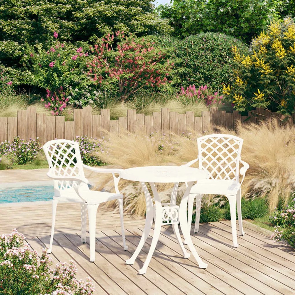 Set Da Bistrot 3 Pz İn Alluminio Pressofuso Bianco /