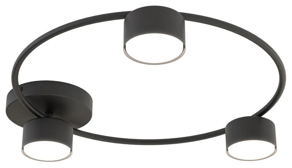 Plafoniera Moderna Zeus Acciaio Nero 3 Luci Gx53 Ip20