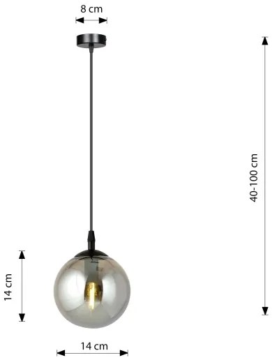 Lampadario a sospensione con filo COSMO 1xE14/10W/230V diametro 14 cm nero/grigio
