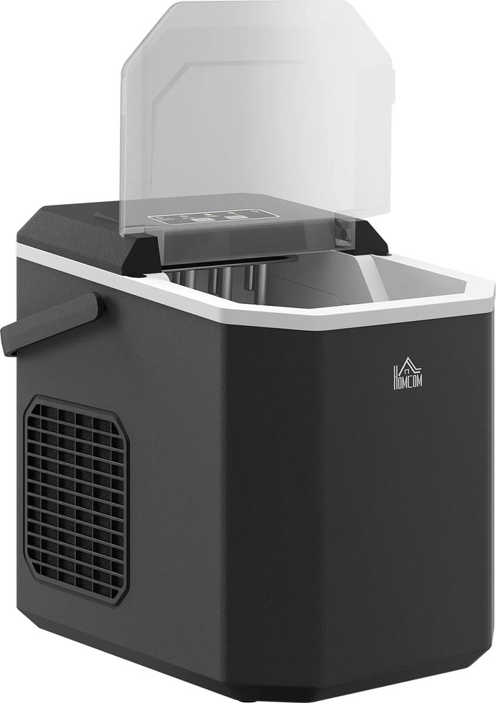 Macchina del Ghiaccio Autopulente da 9 Cubetti in 6-13 Minuti 22.2x29.4x29 cm in PP e Rame Nera...
