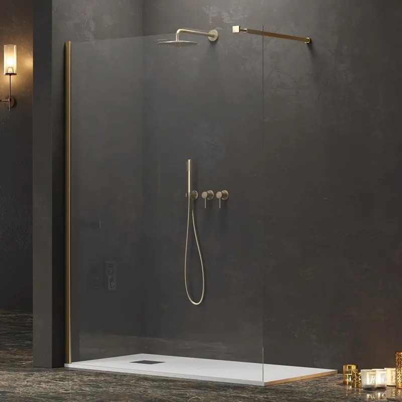 Doccia walkin 140cm con profilo finitura oro satinato | KW-100G - KAMALU