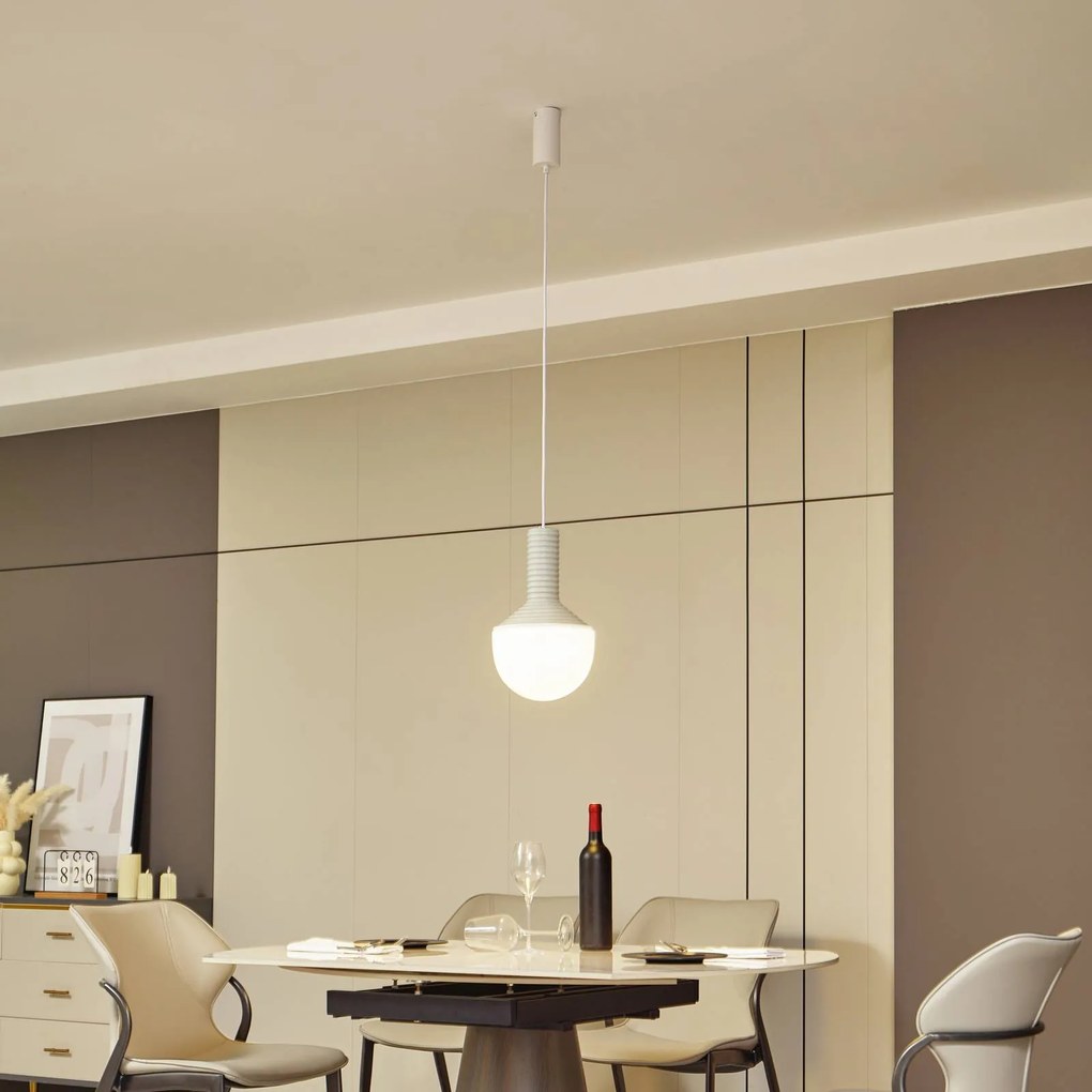 Lampada a sospensione Florine Lucande, dimmerabile, Alluminio / Grigio / Zincato, Soggiorno / Sala da pranzo, Ceramica, Design, Lampada a sospensione
