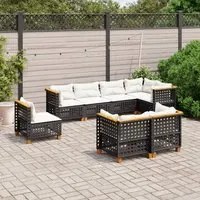 Set Divani da Giardino con Cuscini 8 pz Nero in Polyrattan 3261902