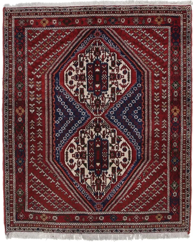 Afshar Tappeto 190 x 160 Rosso (Iran) Annodato A Mano