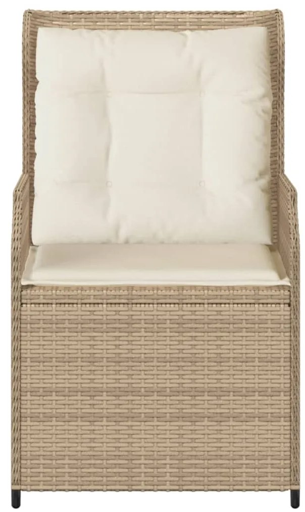 Sedie reclinabili da giardino 2pz con cuscini beige polyrattan