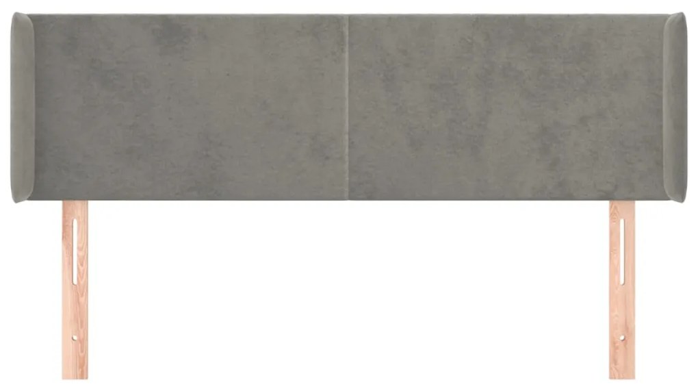 Testiera ad orecchio grigio chiaro 147x16x78/88 cm in velluto