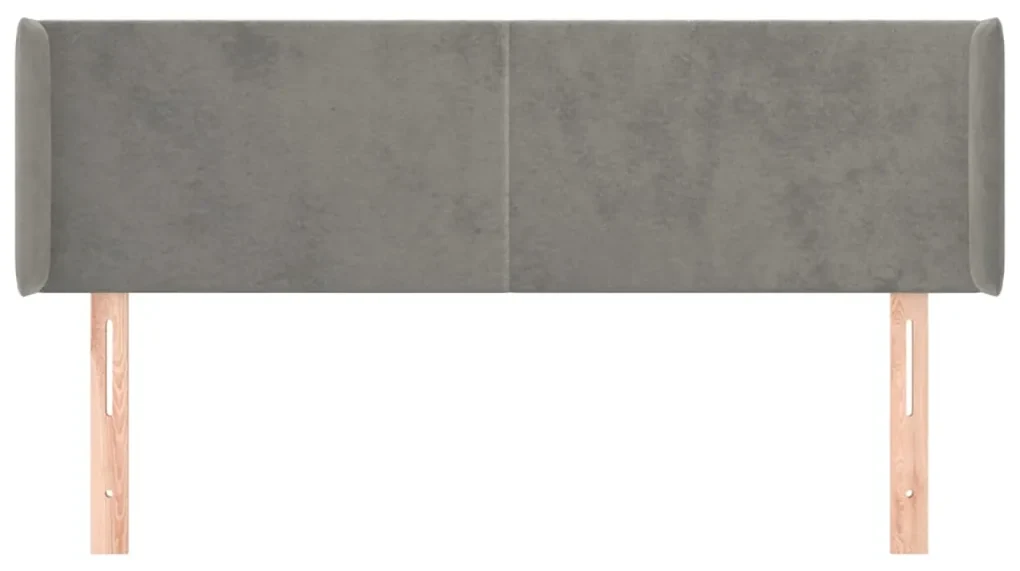 Testiera ad orecchio grigio chiaro 147x16x78/88 cm in velluto