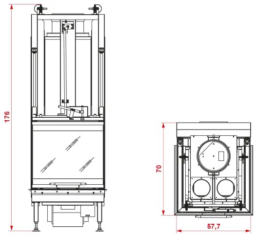 Caminetto a legna Frontale ad aria e irraggiamento in Magnofix Palazzetti Ecomonoblocco S66 3d