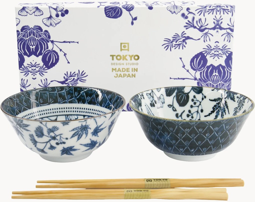 Set ciotole in porcellana con bacchette Tayo Bowls Flora Japonica 2 pz