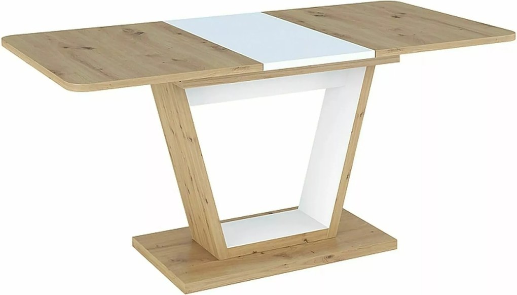 Tavolo Nigel allungabile in rovere Artisan e bianco opaco – 120/160x80x76 cm