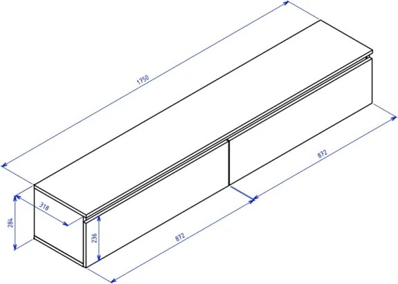 Mobile TV Sospeso 175 cm 2 Ante A Ribalta Rovere Lindberg Lume