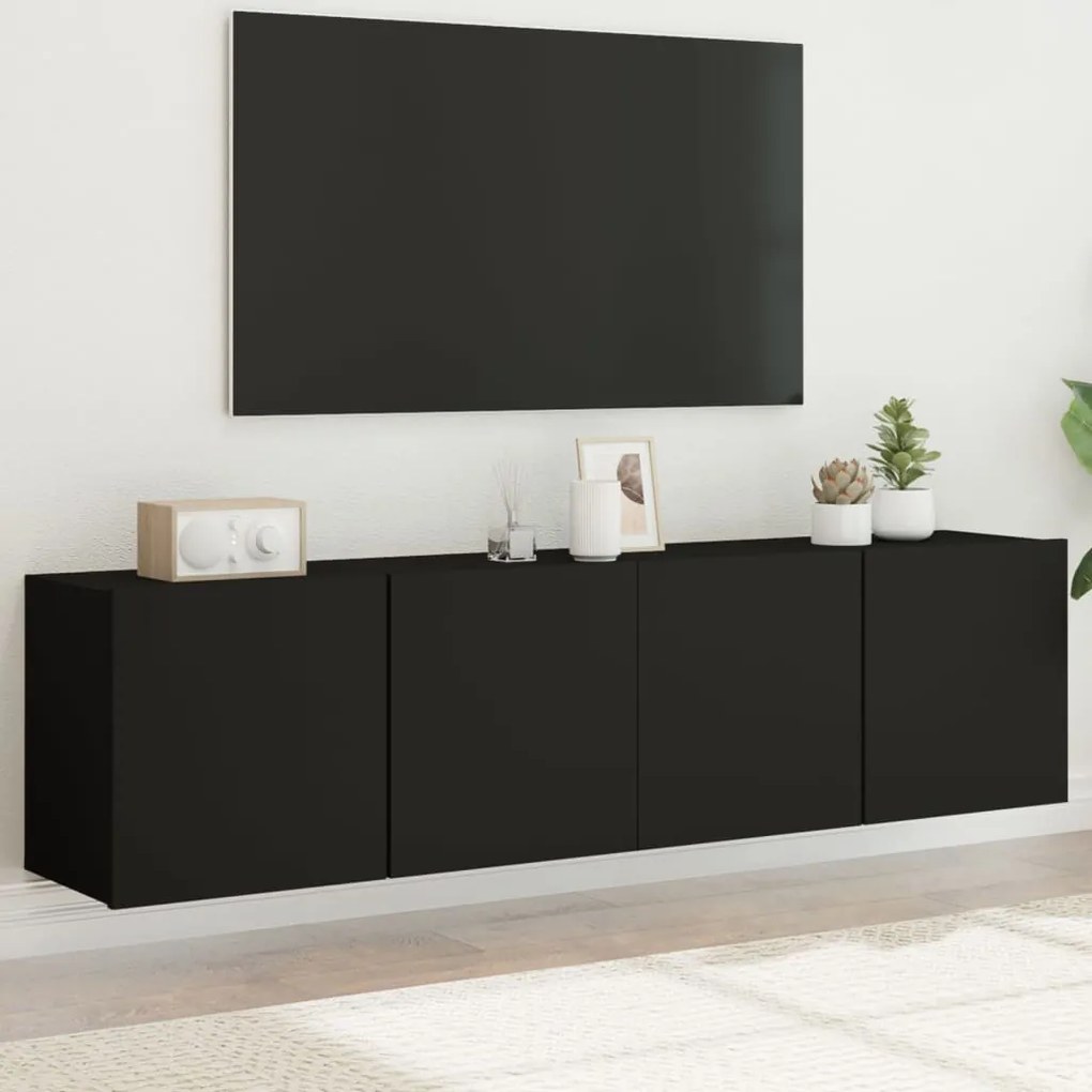 Mobili Tv A Parete 2pz Neri 80x30x41 Cm /