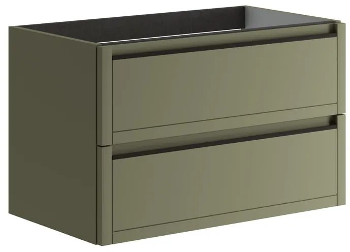 Mobile da bagno sospeso sotto lavabo L 79.5 x H 50 x P 45.5 cm verde salvia opaco, 2 cassetti TRATTO