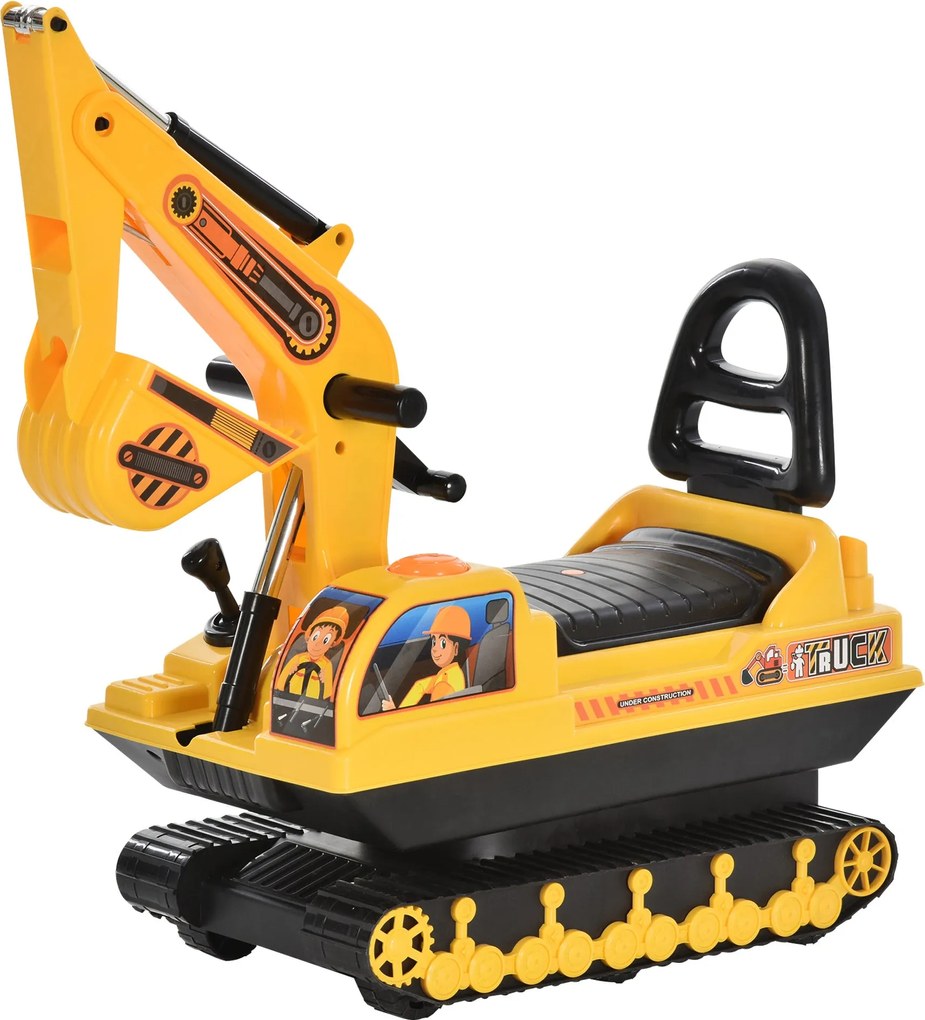 Escavatore Ruspa Cavalcabile per Bambini Giallo e Nero...
