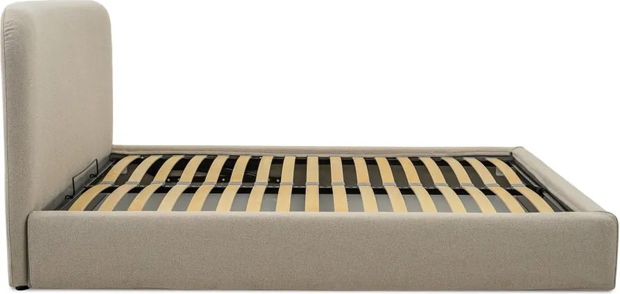 Letto matrimoniale imbottito beige con contenitore con rete inclusa 140x190 cm Sea – Scandic