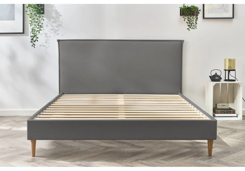 Letto matrimoniale imbottito antracite con griglia 180x200 cm Sary - Bobochic Paris