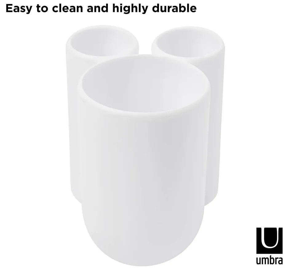 Bicchiere di plastica bianco per spazzolini da denti Touch - Umbra