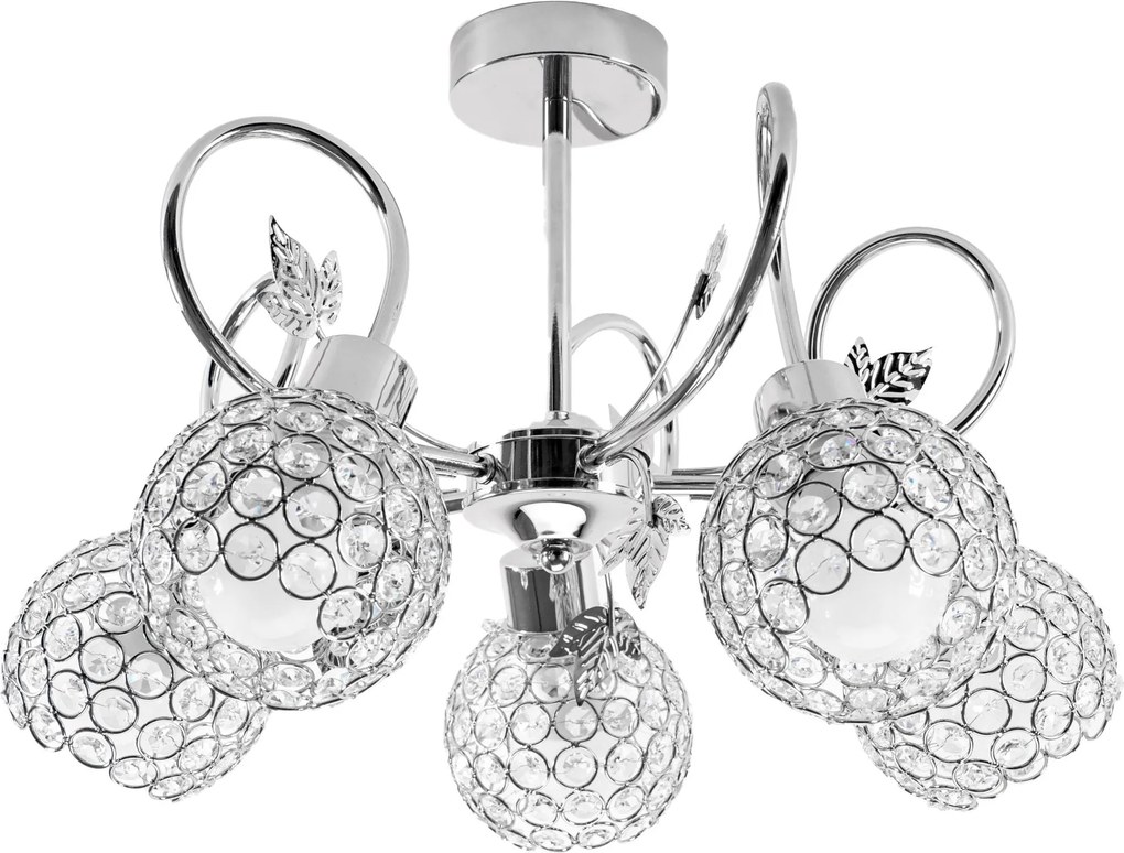 Lampadario in cristallo con foglie in metallo APP636-5C