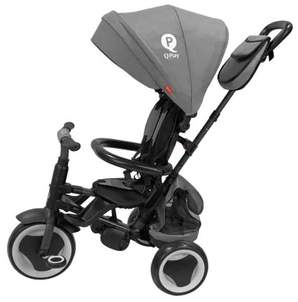 QPlay - Triciclo 3 in 1 per bambini RITO EVA PLUS grigio